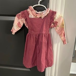 Angel Dear size 6-12month corduroy dress and floral onesie